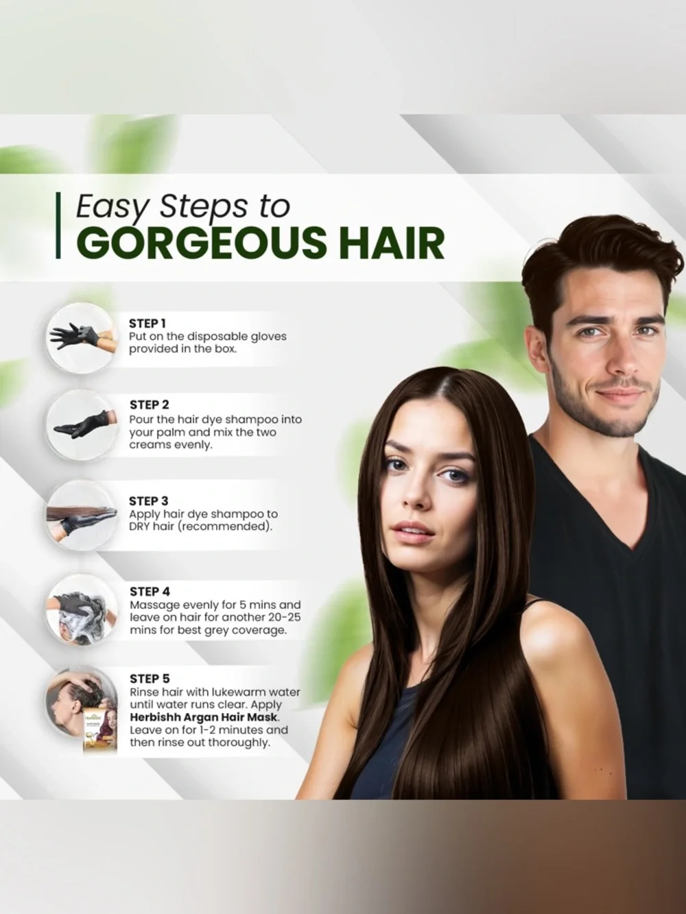 Dark Brown Color Shampoo 500 ml with Argan Oil Hair Mask 25 ml
